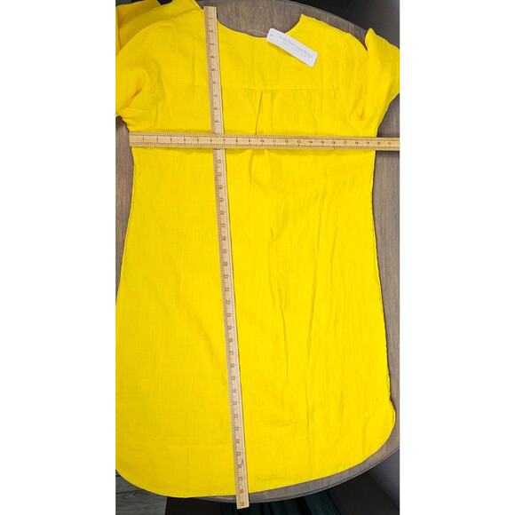 Soft Surroundings Milano Linen Dress Sunstruck Yellow M Relaxed Minimal Coastal - Picture 8 of 8